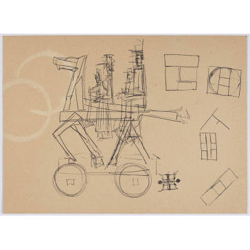 Sketches of Figures on Horse  for Pioneer Family/Verso: Sketch of Horse