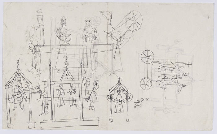 4 Sketches for Pioneer Family, One Sketch for the Horse La Ronde