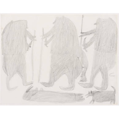 Untitled (Three figures with knives and spears)