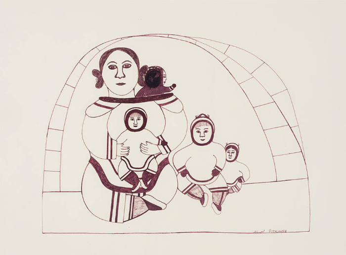 Untitled (Woman and four children in igloo)