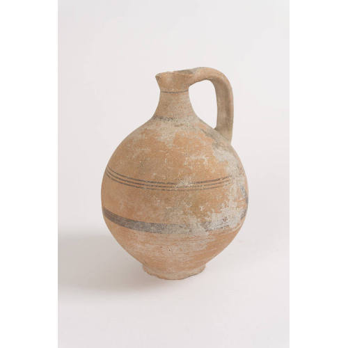 Early Cypriot Iron Age Geometric Period orange pottery globular bodied vessel