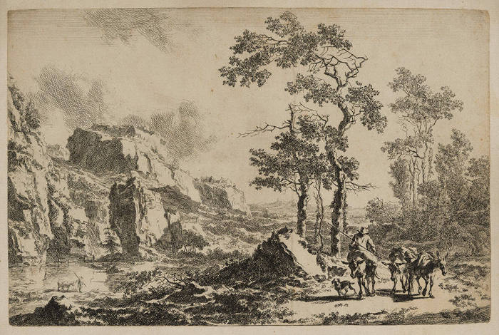 Riders with Animals in a Rocky Landscape