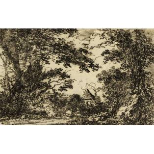 Untitled (Cottage Through Trees)