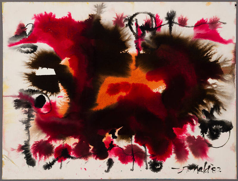 Untitled (Black, red and orange forms)