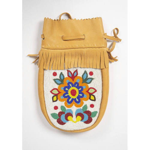 Untitled (Leather bag with floral motif)