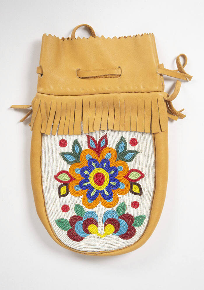 Untitled (Leather bag with floral motif)