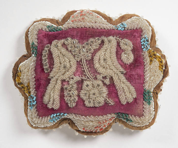 Untitled (Rectangular hatpin cushion with bird motif)