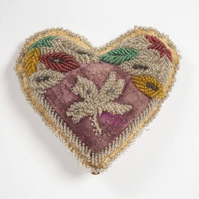 Untitled (Heart-shaped pincushion with floral motif)