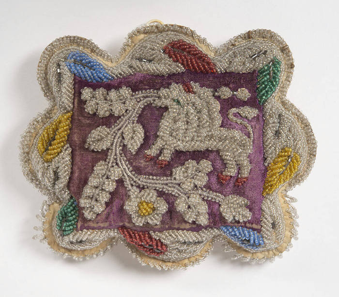 Untitled (Rectangular hatpin cushion with animal motif)