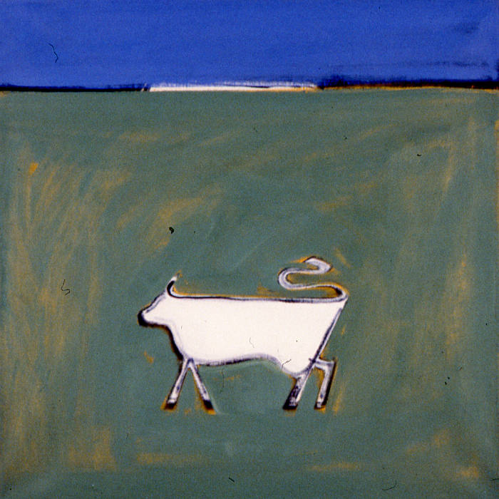 Untitled (green/blue with 1 white cow)