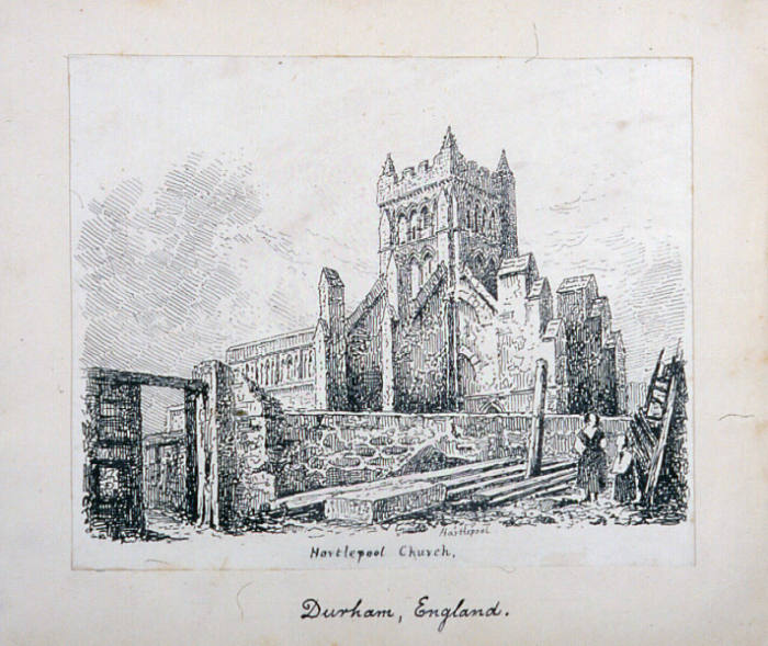 Sketch Book bound by William Wood and containing ink sketches by W. Wood, Late 19th c. lithographs of English Churches, 18th c. etchings and photographs of Macclesfield and Prestbury, Cheshire