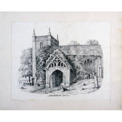 Sketch Book bound by William Wood and containing ink sketches by W. Wood, Late 19th c. lithographs of English Churches, 18th c. etchings and photographs of Macclesfield and Prestbury, Cheshire