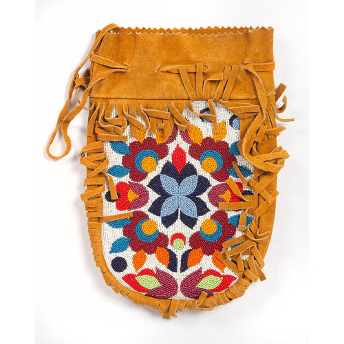 Untitled (Leather bag with floral motif)