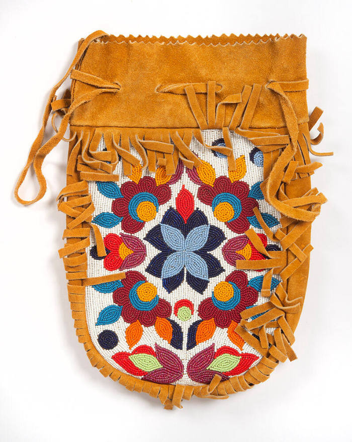 Untitled (Leather bag with floral motif)