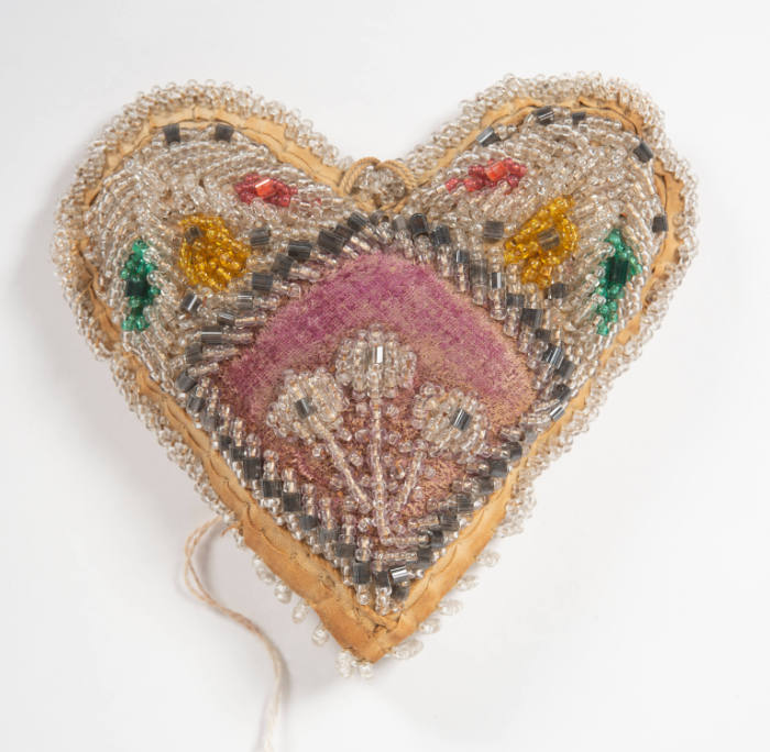 Untitled (Heart-shaped pincushion with floral motif)