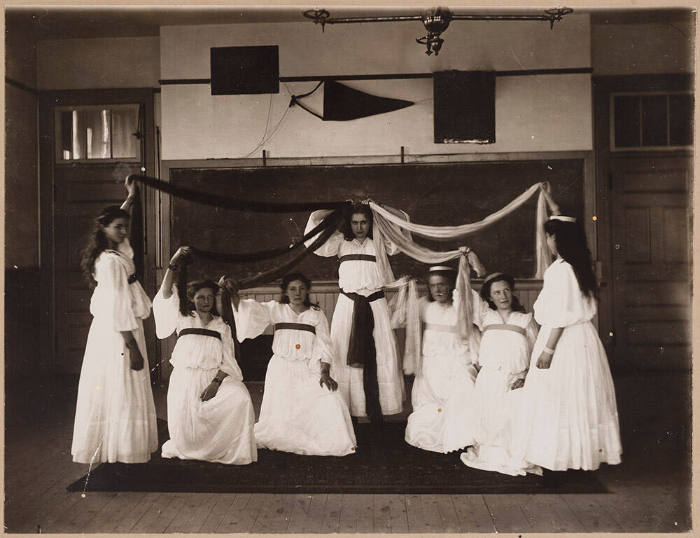 Macdonald Consolidated School Classroom: Girls Posed