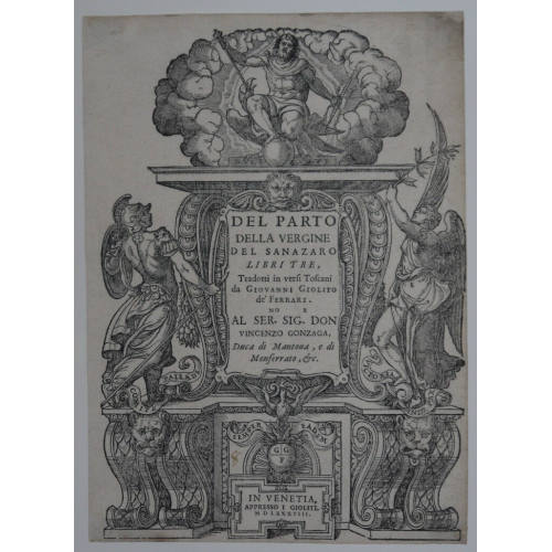 Title Page to "Del Parto della Vergine del Sanazara"