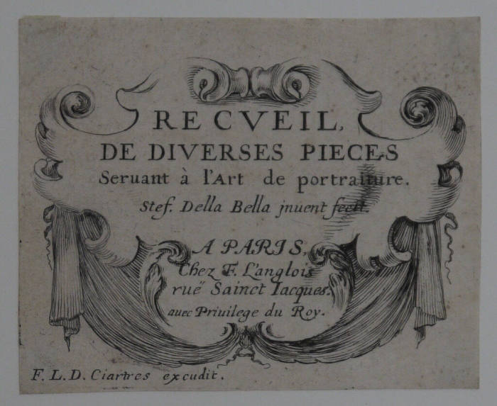 Title Page to "Recueil de Diverses Servant a l'art de Portature"