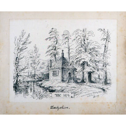 Sketch Book bound by William Wood and containing ink sketches by W. Wood, Late 19th c. lithographs of English Churches, 18th c. etchings and photographs of Macclesfield and Prestbury, Cheshire